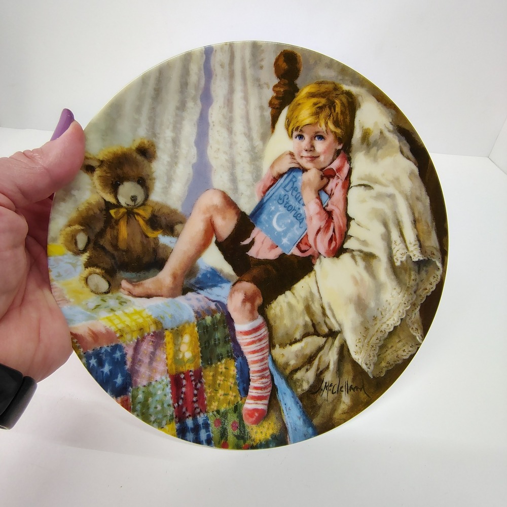 RECO Diddle Diddle Dumpling Plate 1984 Mother Goose Series Boy Teddy Bear